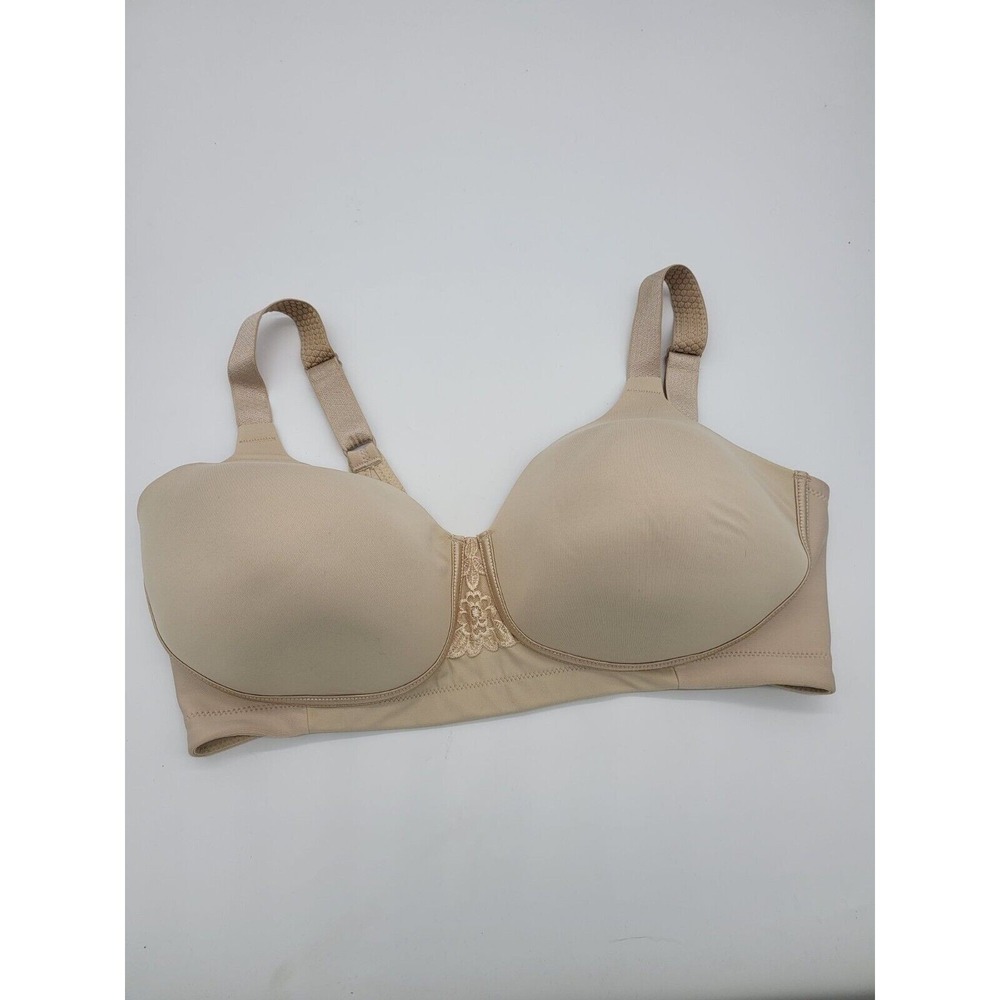 Vanity Fair‎ Wireless Bra 38DD Womens Lightly Padded Tan Adjustable Straps